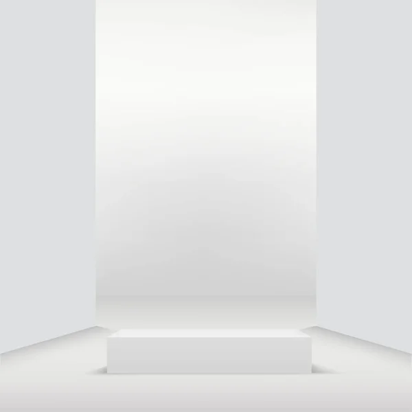 White Podium White Background Product Presentation Vector Illustration — Vettoriale Stock