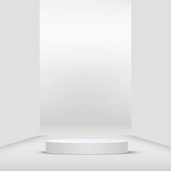 White Podium White Background Product Presentation Vector Illustration — Stok Vektör