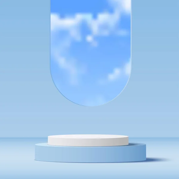 Blue Podium Minimal Blue Wall Scene Podium Minimal Blue Sky — ストックベクタ