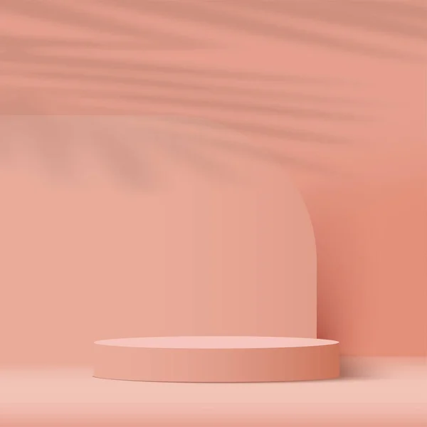 Pink Podium Minimal Pink Wall Scene Podium Minimal Abstract Background — Vetor de Stock
