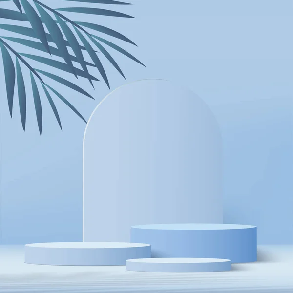 Blue Color Podium Minimal Blue Color Wall Scene Podium Minimal — Stok Vektör