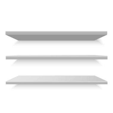White shelf mockup. Empty shelves template. Vector illustration