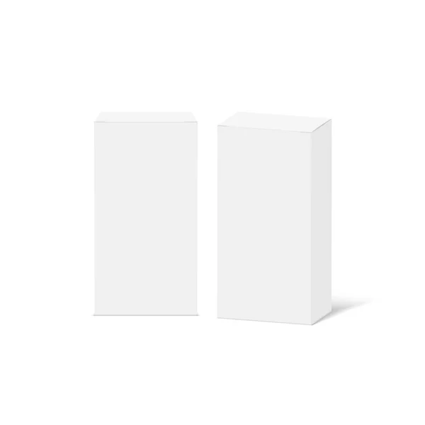 White Blank Cardboard Package Boxes Mockup Vector Illustration — 图库矢量图片