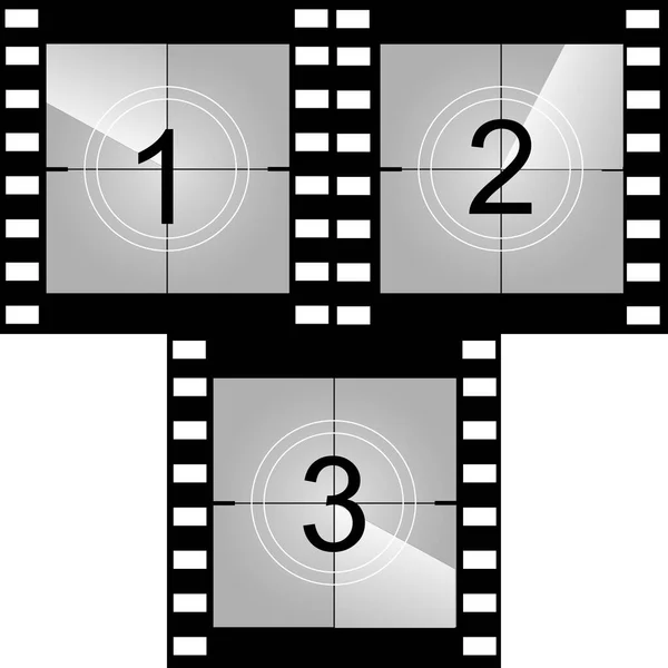 Set Classic Film Countdown Frame Number Vector Illustration — Stockvektor