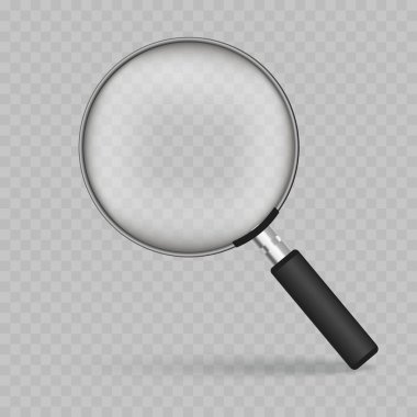 3d magnifying glass on transparent background. Vector illustration