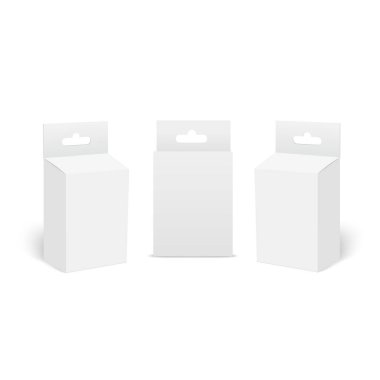 3d cardboard packaging gift box with handle. Vector illustration