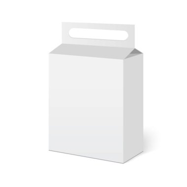 3d cardboard packaging gift box with handle. Vector illustration