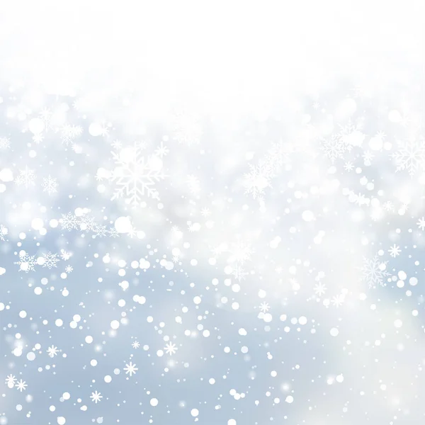 Winter Snowfall Snowflakes Light Blue Background Xmas New Year Background — Stockový vektor