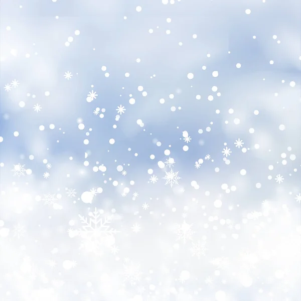 Winter Snowfall Snowflakes Light Blue Background Xmas New Year Background — Stockvector