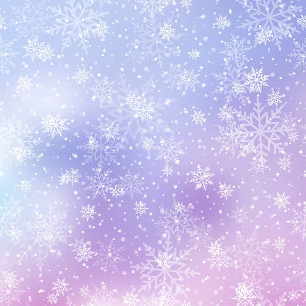 Winter Snowfall Snowflakes Light Blue Background Xmas New Year Background — Archivo Imágenes Vectoriales