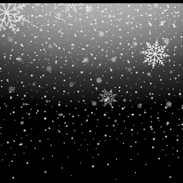 Χριστούγεννα Πρωτοχρονιά Φόντο Πτώση Νιφάδες Χιονιού Που Απομονώνονται Μαύρο Εικονογράφηση — Διανυσματικό Αρχείο