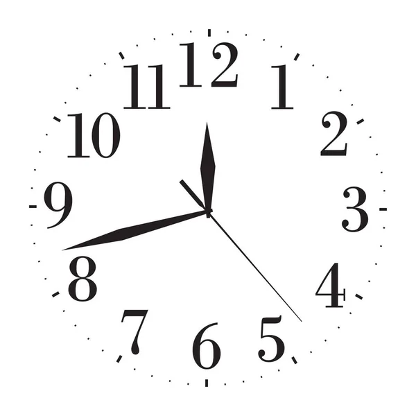 Reloj Vintage Negro Con Números Aislados Ilustración Vectorial — Vector de stock