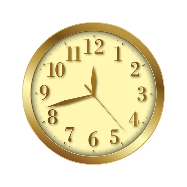 Goldene Luxus Uhr Mit Ziffern Auf Weißem Hintergrund Vektorillustration — Stockvektor