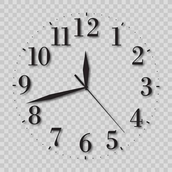 Reloj Vintage Negro Con Números Aislados Ilustración Vectorial — Vector de stock