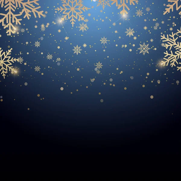 Feliz Ano Novo Fundo Natal Com Flocos Neve Dourados Caindo — Vetor de Stock