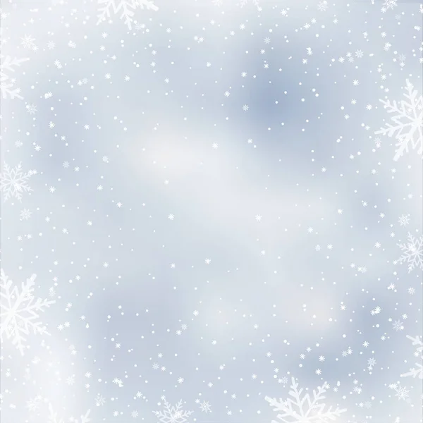 Happy New Year Xmas Sky Background Falling Snowflakes Vector Illustration — Stock Vector