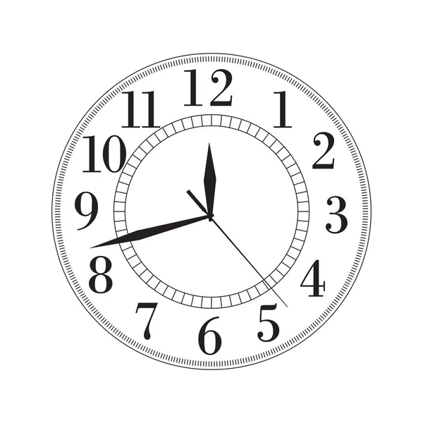 Reloj Vintage Negro Con Números Aislados Ilustración Vectorial — Vector de stock