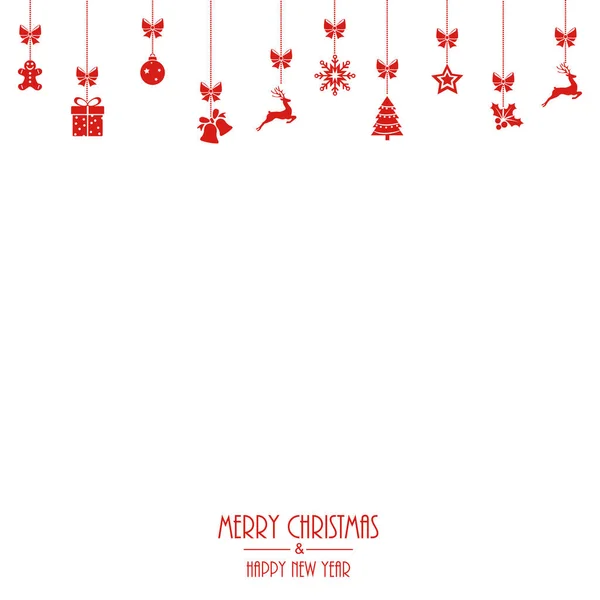 Frohes Neues Jahr Und Frohe Weihnachten Banner Mit Hängenden Roten — Stockvektor