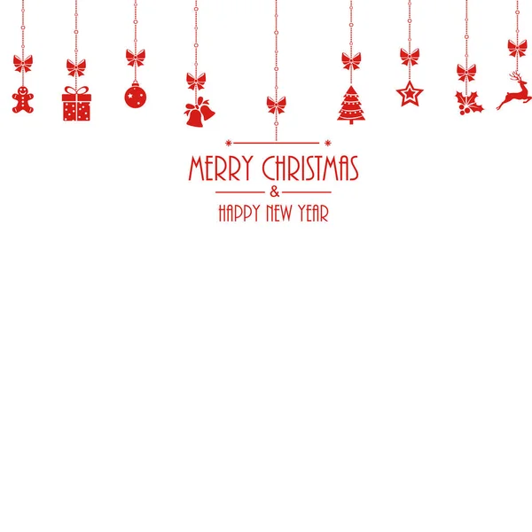 Καλή Χρονιά Και Καλά Χριστούγεννα Πανό Κρεμαστά Κόκκινα Χριστουγεννιάτικα Στολίδια — Διανυσματικό Αρχείο