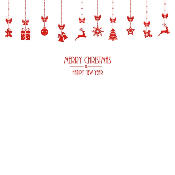 Frohes Neues Jahr Und Frohe Weihnachten Banner Mit Hängenden Roten — Stockvektor