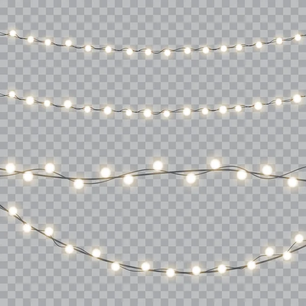 Χριστουγεννιάτικα Φώτα Απομονώνονται Διαφανές Φόντο Εικονογράφηση Διανύσματος — Διανυσματικό Αρχείο
