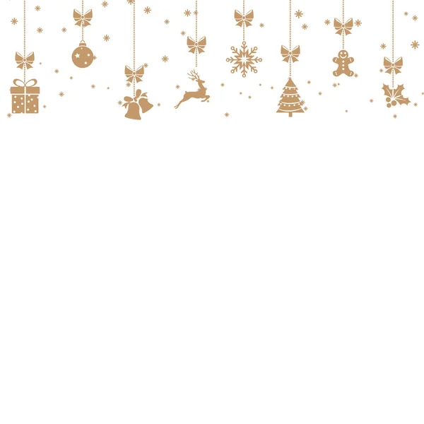 Felice Anno Nuovo Buon Natale Banner Con Appesi Ornamenti Rossi — Vettoriale Stock