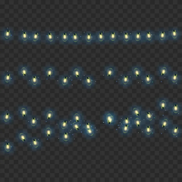 Lumières Noël Isolées Sur Fond Transparent Illustration Vectorielle — Image vectorielle