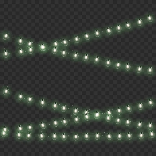 Weihnachtsbeleuchtung Isoliert Auf Transparentem Hintergrund Vektorillustration — Stockvektor