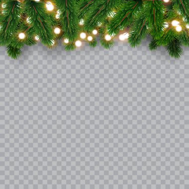 Köknar dallı Noel çelengi. Vektör illüstrasyonu