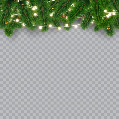 Köknar dallı Noel çelengi. Vektör illüstrasyonu