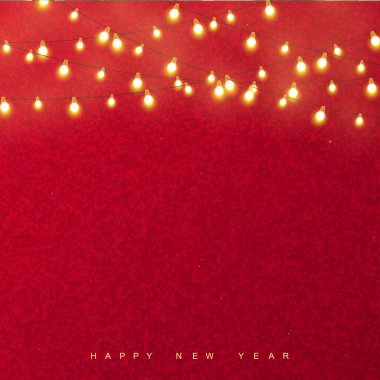 Yeni yılınız kutlu olsun ya da parlayan ışıklarla dolu Xmas kartınız. Vektör illüstrasyonu