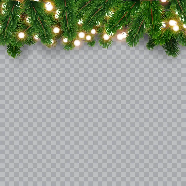 Guirlande Noël Avec Branches Sapin Illustration Vectorielle — Image vectorielle