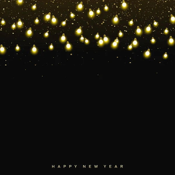 Bonne Année Carte Noël Avec Des Lumières Brillantes Illustration Vectorielle — Image vectorielle