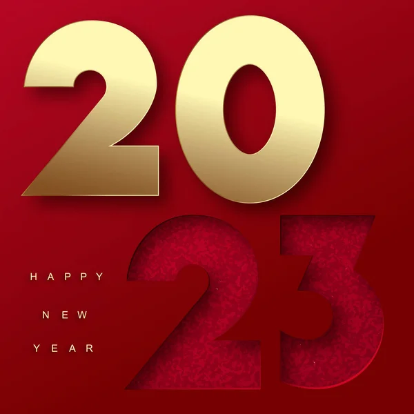 2023 Feliz Ano Novo Com Texto Dourado Vermelho Ilustração Vetorial — Vetor de Stock