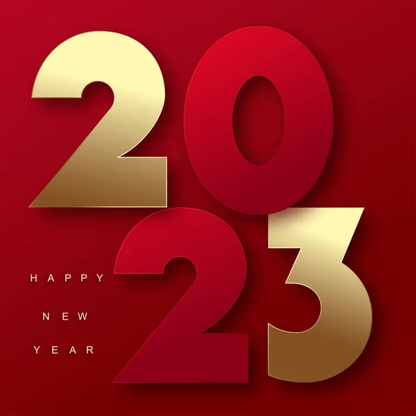 2023 Happy New Year Golden Red Text 일러스트 — 스톡 벡터