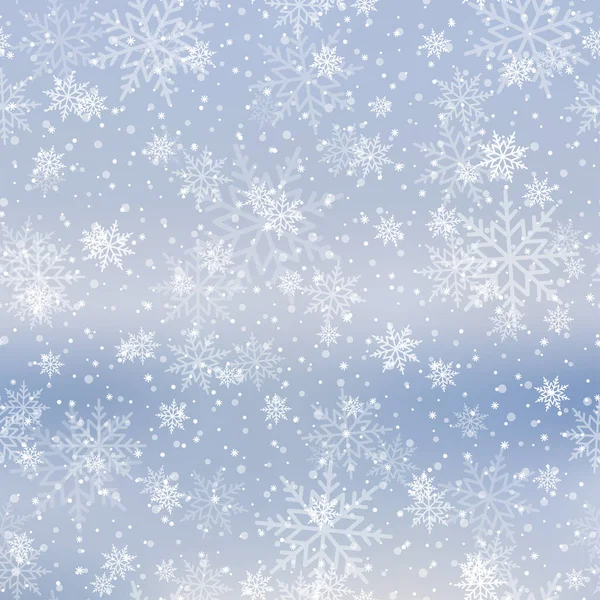 Winter Snowfall Snowflakes Light Blue Background Xmas New Year Background — Stok Vektör