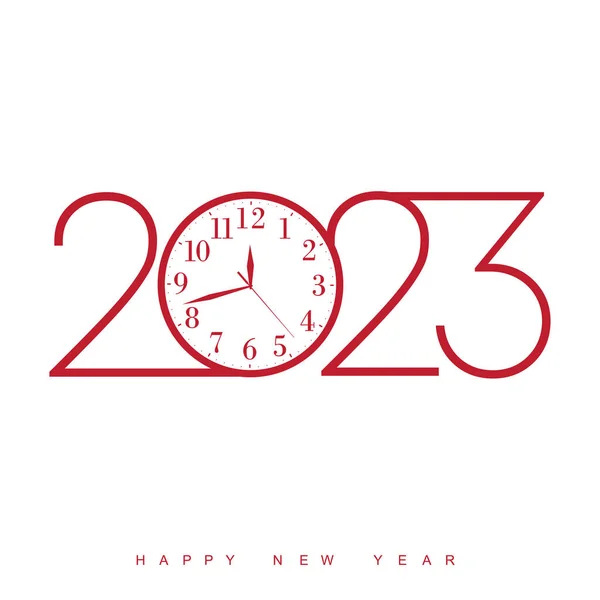 2023 Szczęśliwego Nowego Roku Wesołych Świąt Zegarem Ilustracja Wektora — Wektor stockowy