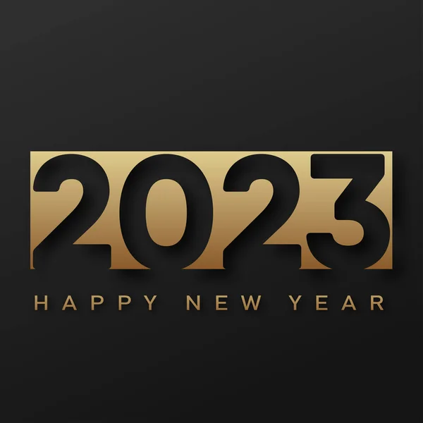 2023 Feliz Ano Novo Feliz Cartão Natal Com Texto Dourado — Vetor de Stock