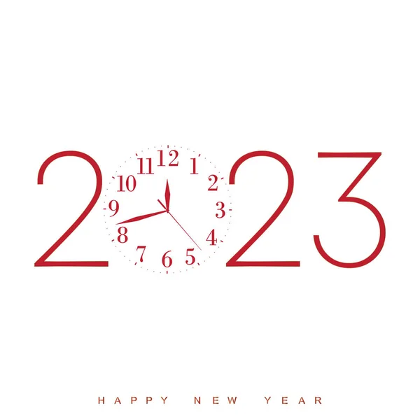 2023 Happy New Year Merry Christmas Card Clock Vector Illustration — Stock Vector