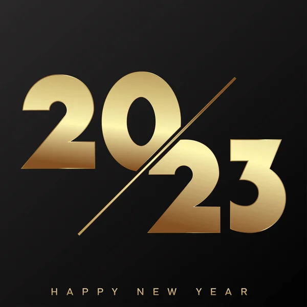 2023 Feliz Año Nuevo Feliz Navidad Con Texto Dorado Ilustración — Vector de stock