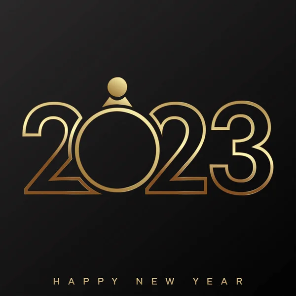 2023 Feliz Ano Novo Feliz Cartão Natal Com Texto Dourado — Vetor de Stock
