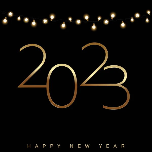 2023 Ευτυχισμένο Νέο Έτος Και Καλά Χριστούγεννα Κάρτα Χρυσό Κείμενο — Διανυσματικό Αρχείο