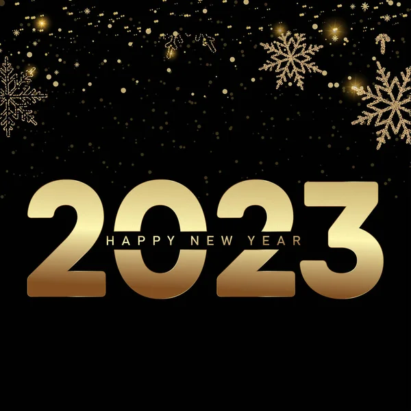 2023 Новим Роком Різдвяною Листівкою Падаючими Золотими Сніжинками Векторні Ілюстрації — стоковий вектор
