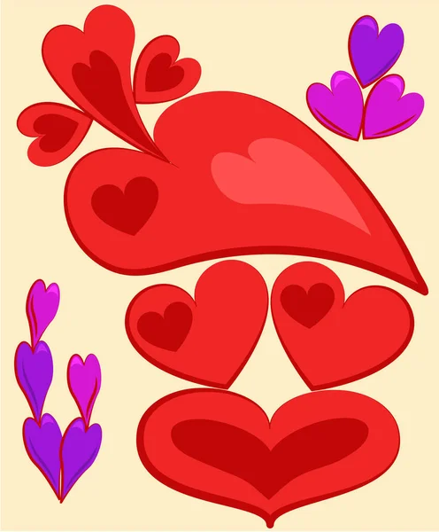 Face Hearts Smiling Wearing Hat Hearts Many Flowers Hearts — Stock Vector