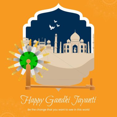 Mutlu Gandhi Jayanti bayrak tasarım şablonu.