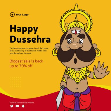 Mutlu Dussehra en büyük satış afişi tasarım şablonu.