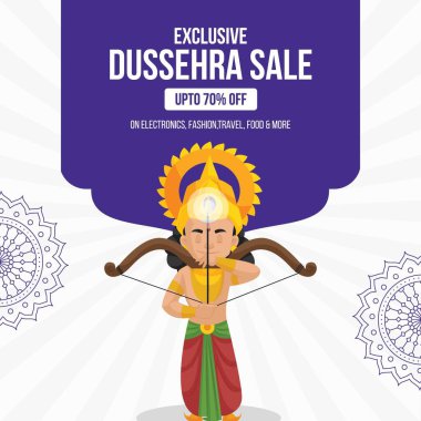 Dussehra 'nın bayrak tasarımı Hint festivali şablonu.