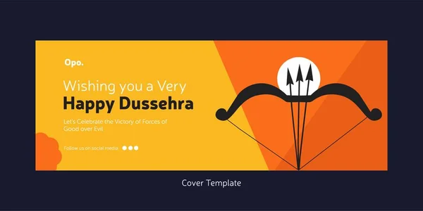 印度节的封面页祝你拥有一个非常快乐的杜塞赫拉卡通画风格模板 — 图库矢量图片