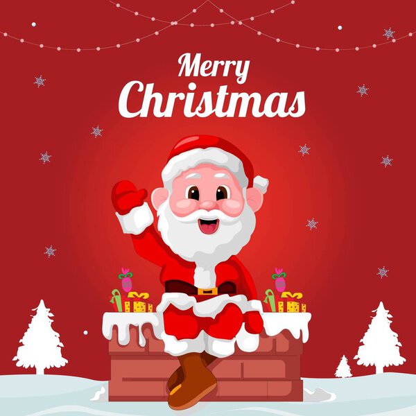 Banner design of Merry Christmas cartoon style template.