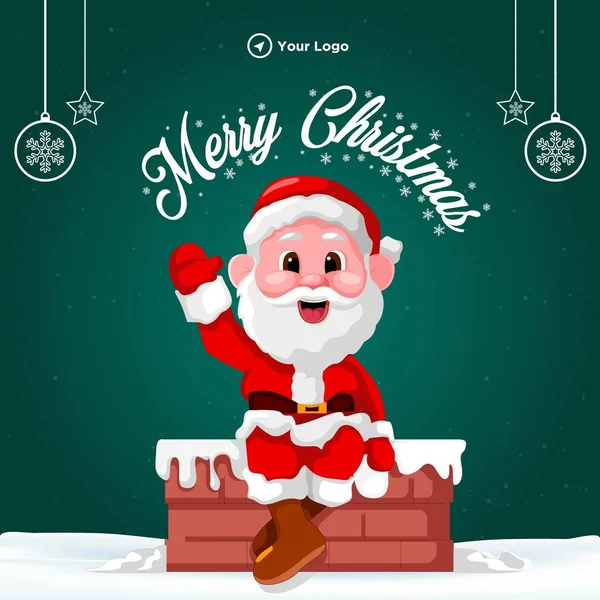 Banner Design Merry Christmas Cartoon Style Template — Stock Vector